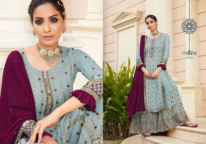 Maskeen Addiction Vol 2 by Maisha 9704 D to G Sharara Wedding Salwar Suits Wholesale Price In Surat
